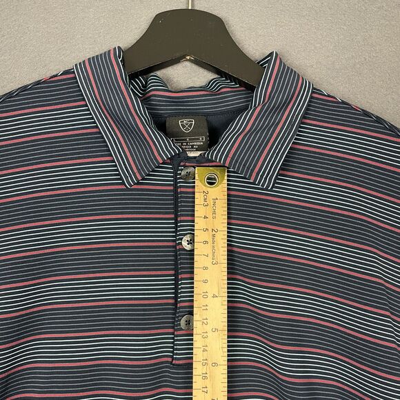 Nike Dri-Fit UV Polo Shirt Men's L Blue Striped Short Sleeve Golf Performance - Picture 11 of 15